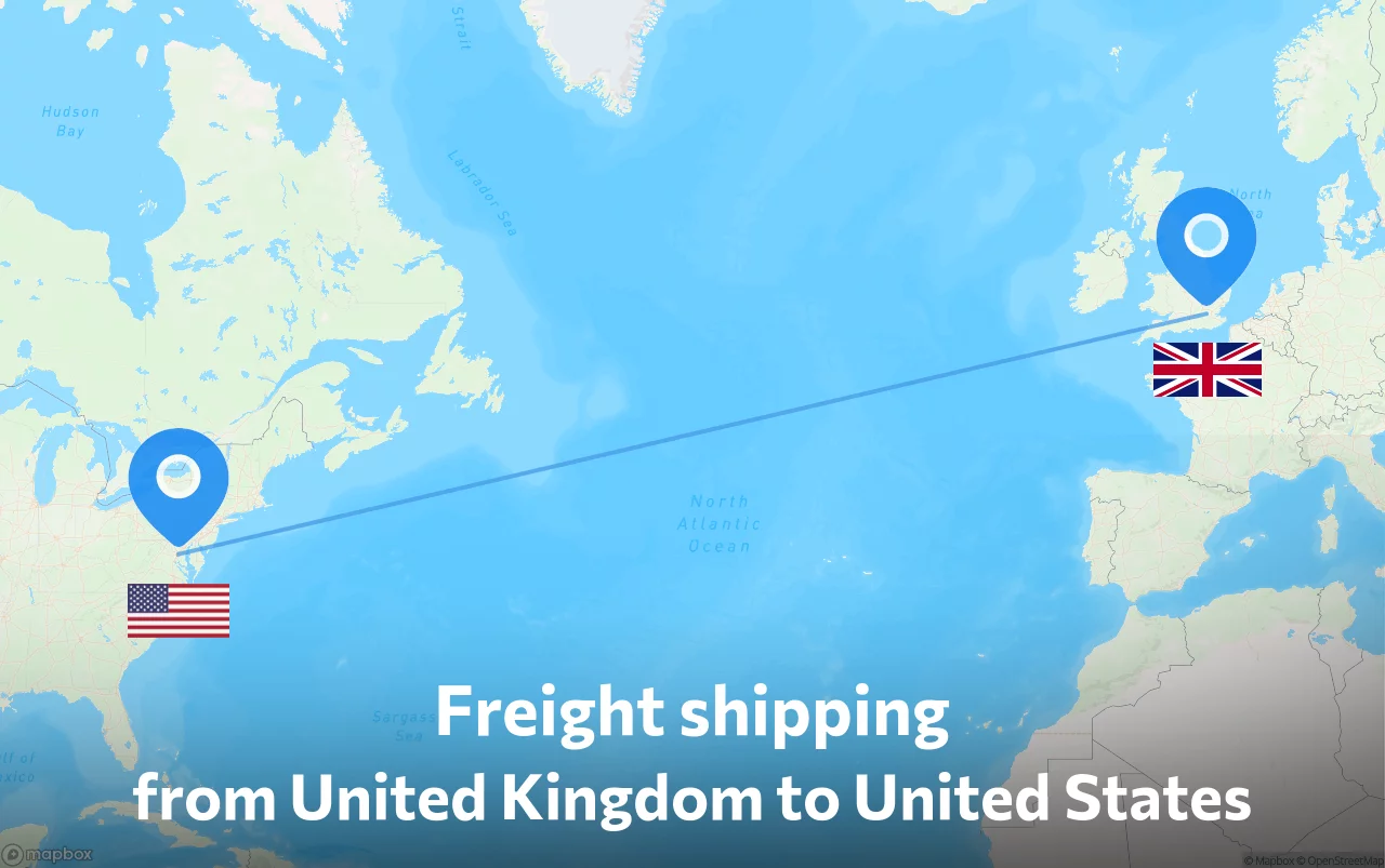 Shipping route from United Kingdom to United States