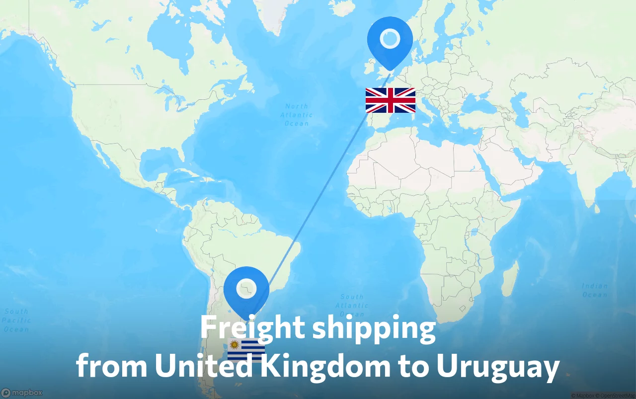 Shipping route from United Kingdom to Uruguay
