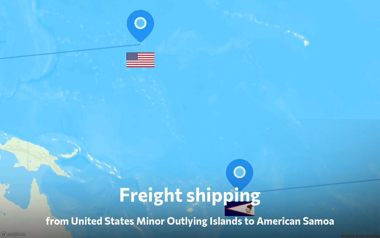 Shipping route from United States Minor Outlying Islands to American Samoa