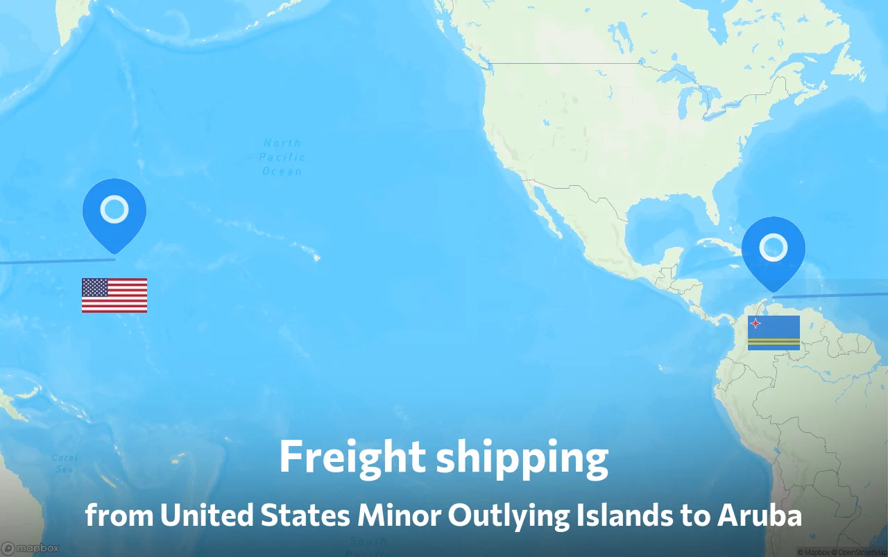 Shipping route from United States Minor Outlying Islands to Aruba