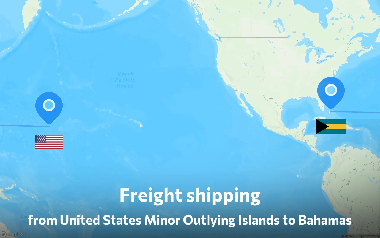 Shipping route from United States Minor Outlying Islands to Bahamas