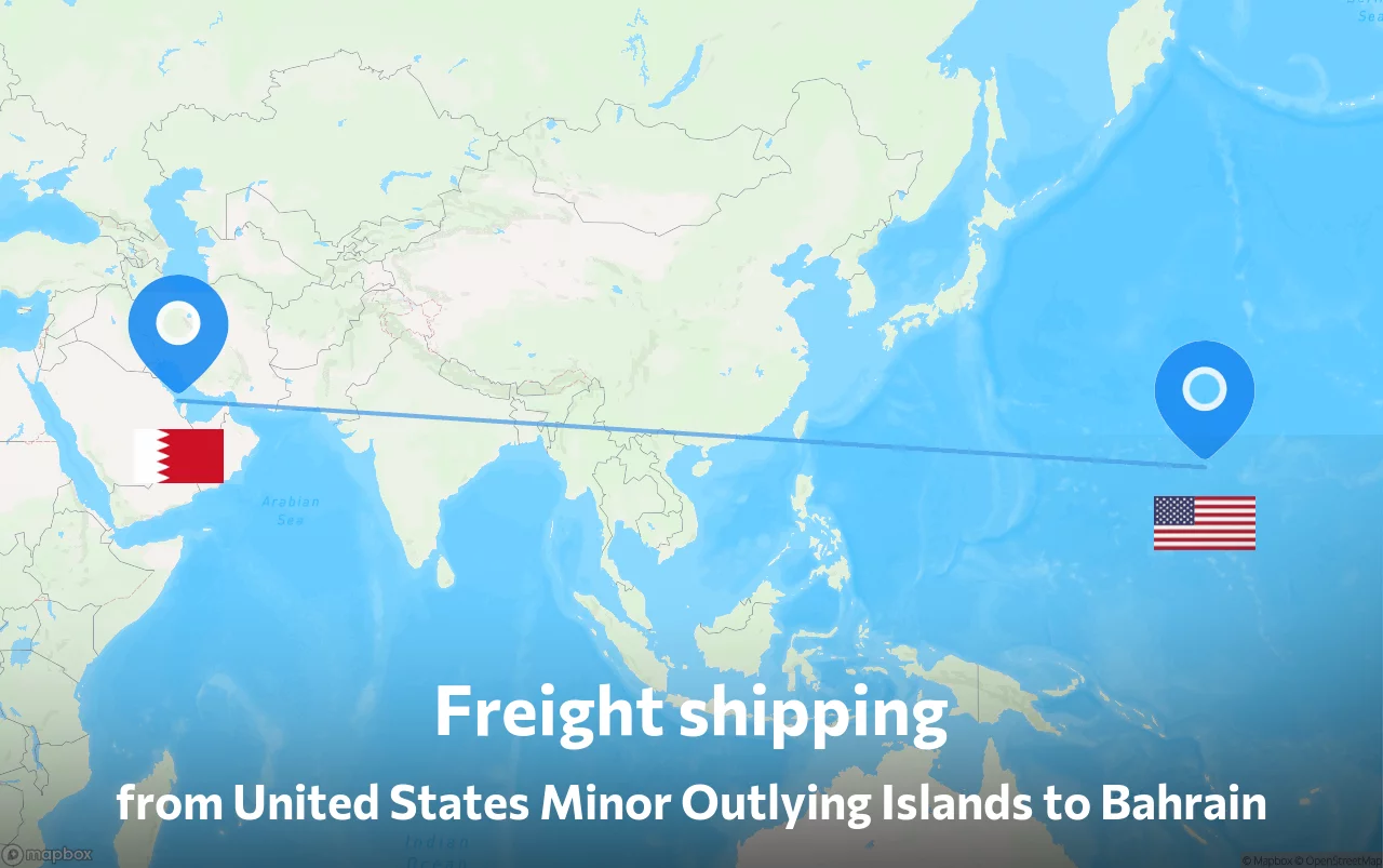 Shipping route from United States Minor Outlying Islands to Bahrain