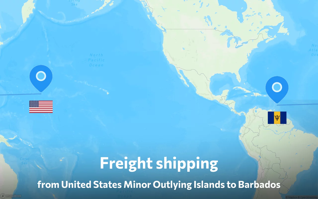Shipping route from United States Minor Outlying Islands to Barbados
