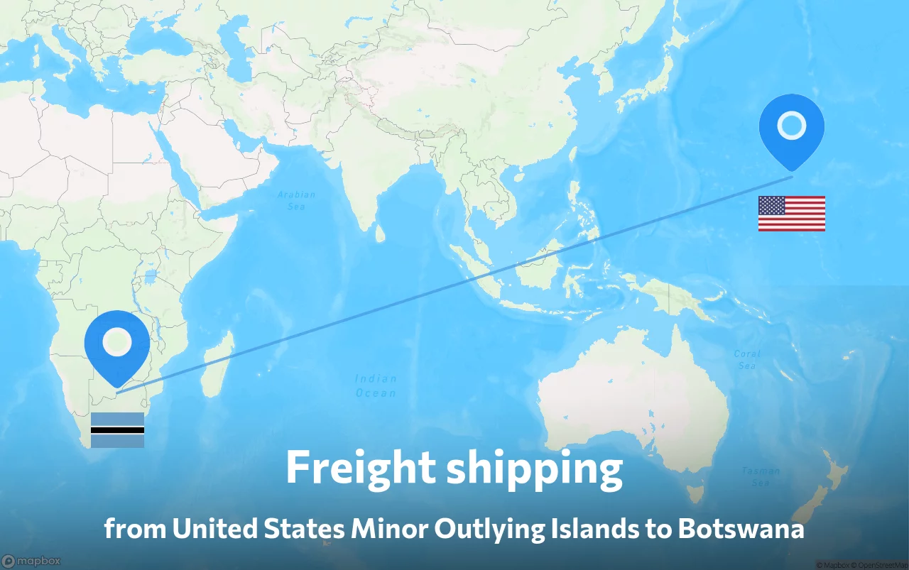 Shipping route from United States Minor Outlying Islands to Botswana
