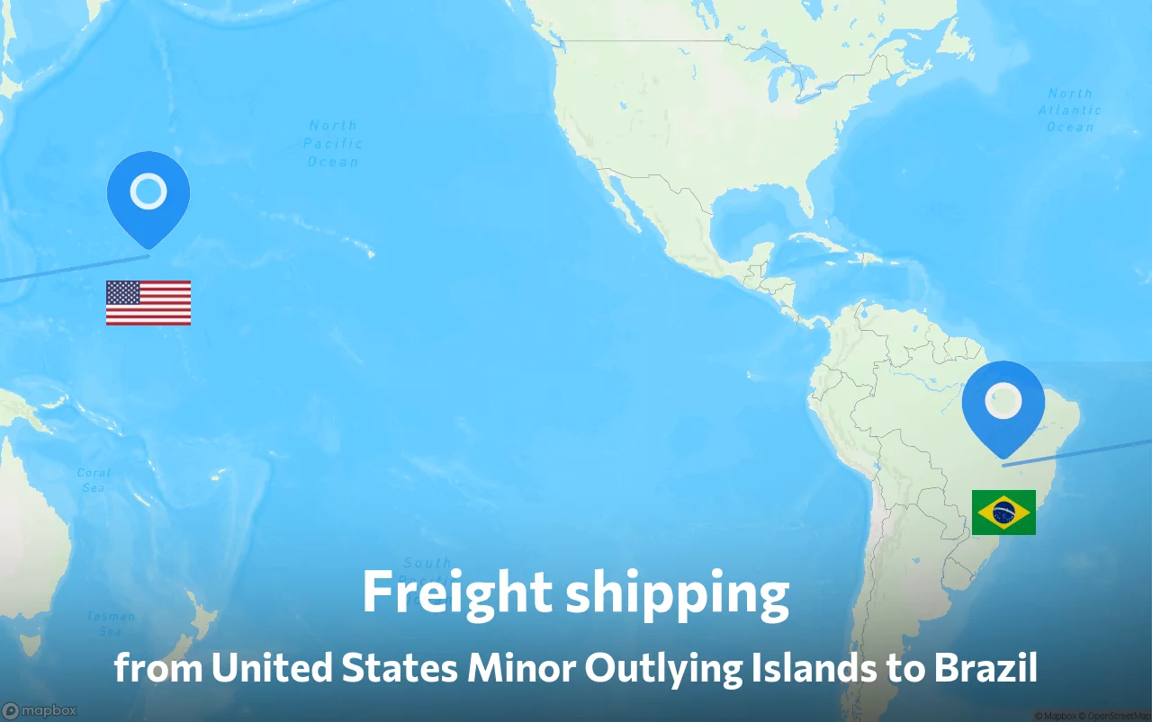 Shipping route from United States Minor Outlying Islands to Brazil
