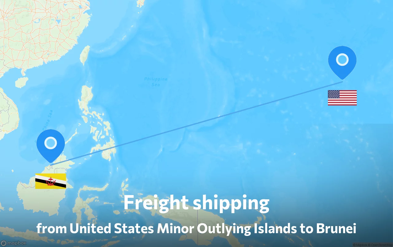 Shipping route from United States Minor Outlying Islands to Brunei