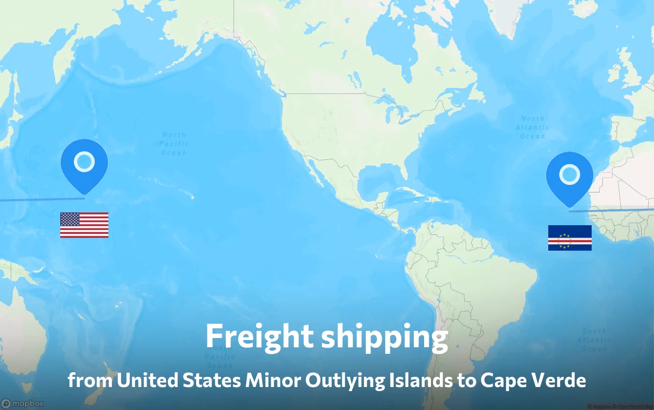 Shipping route from United States Minor Outlying Islands to Cape Verde