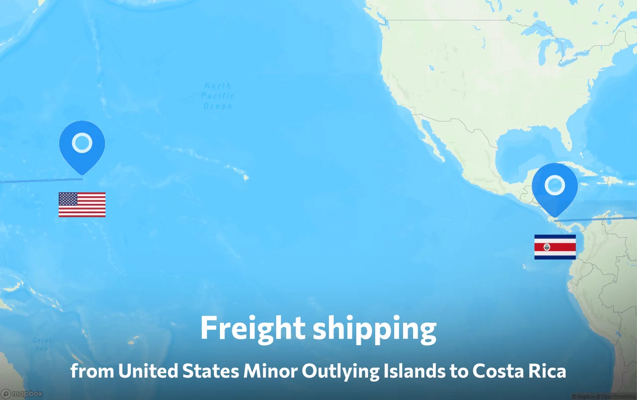 Shipping route from United States Minor Outlying Islands to Costa Rica