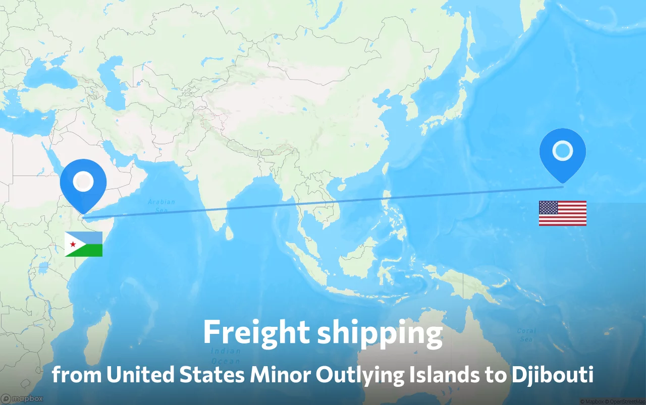 Shipping route from United States Minor Outlying Islands to Djibouti