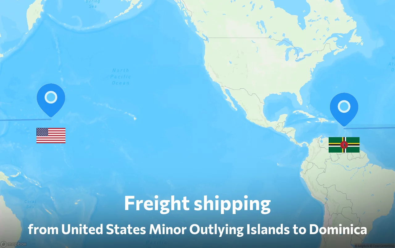 Shipping route from United States Minor Outlying Islands to Dominica