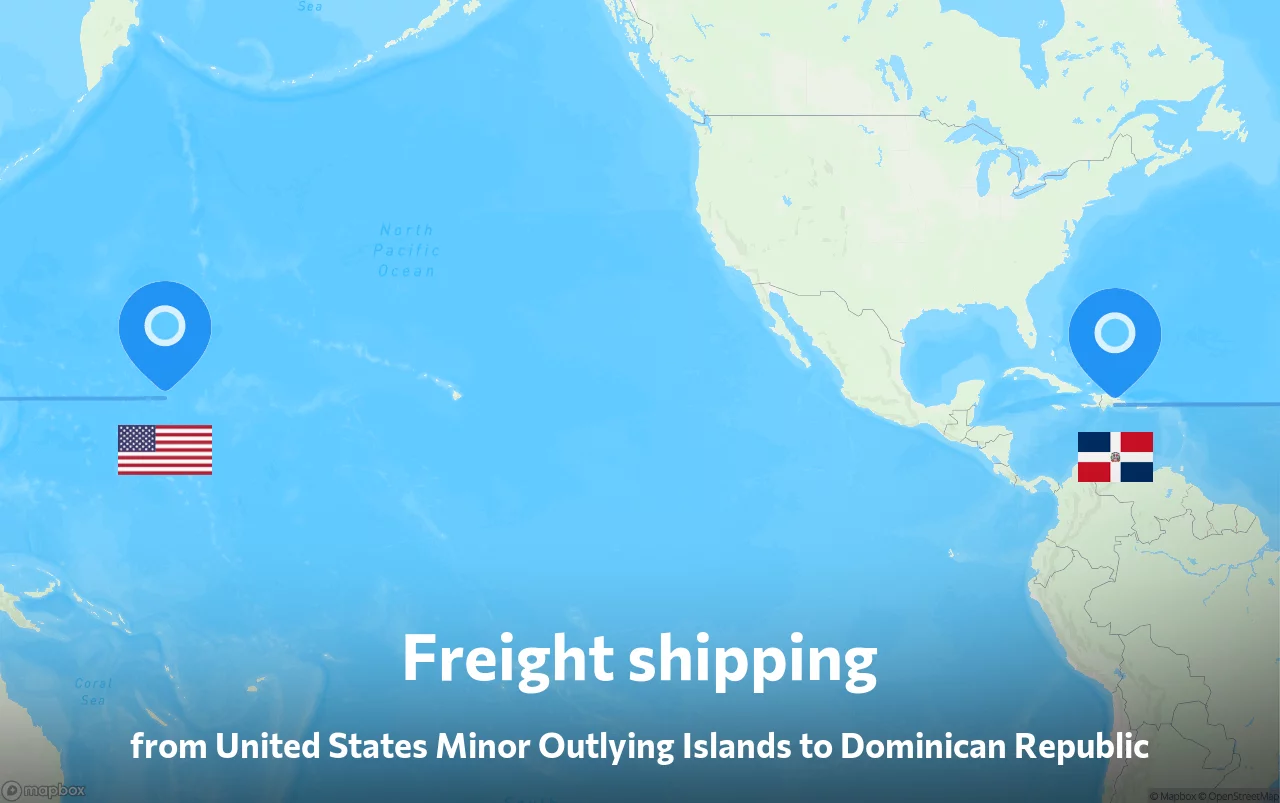 Shipping route from United States Minor Outlying Islands to Dominican Republic