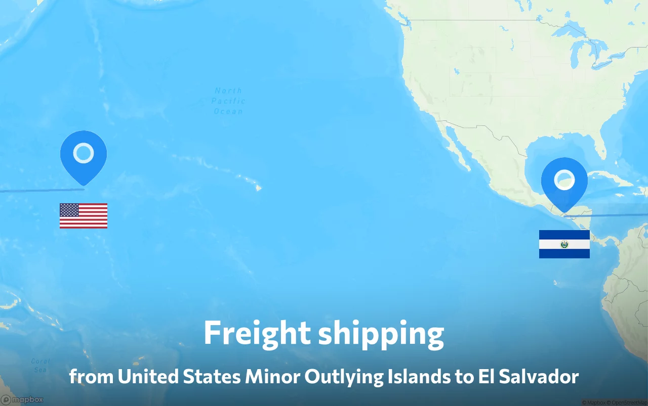 Shipping route from United States Minor Outlying Islands to El Salvador