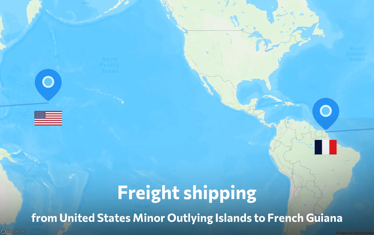 Shipping route from United States Minor Outlying Islands to French Guiana