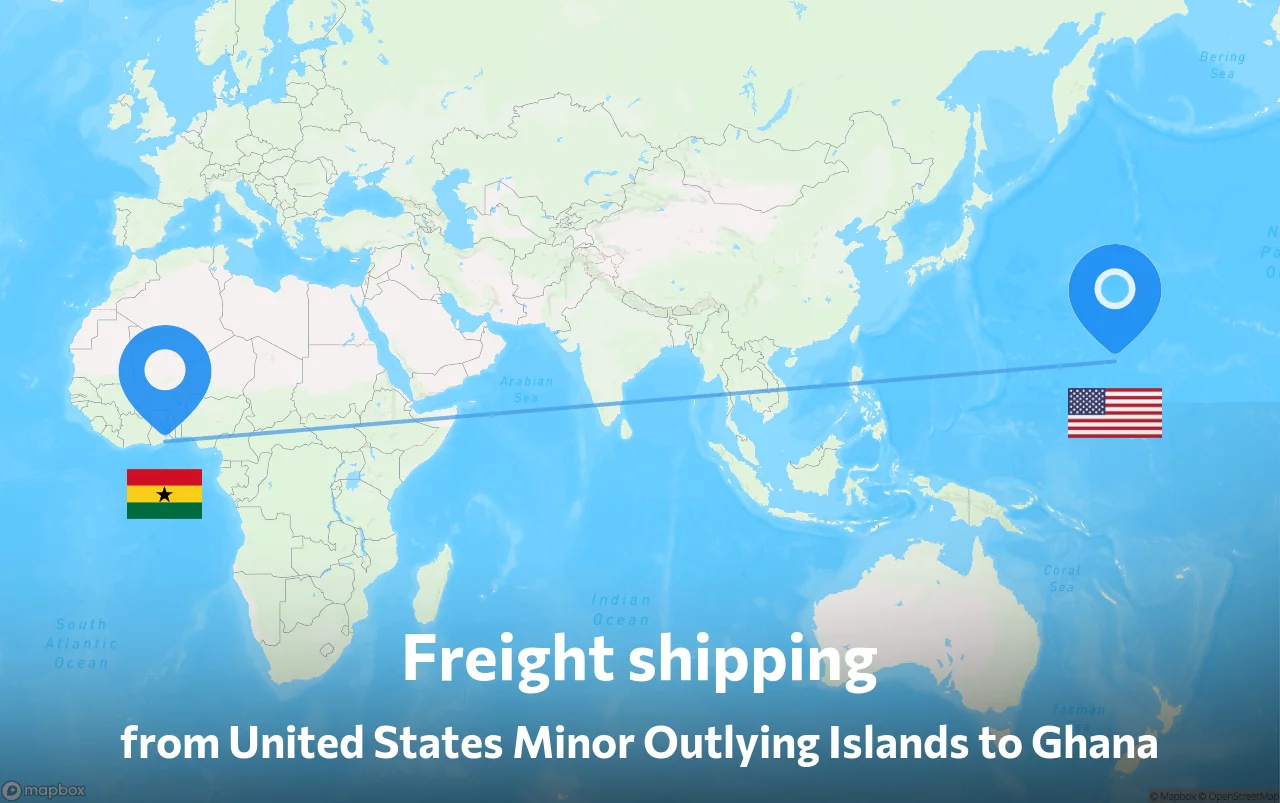 Shipping route from United States Minor Outlying Islands to Ghana