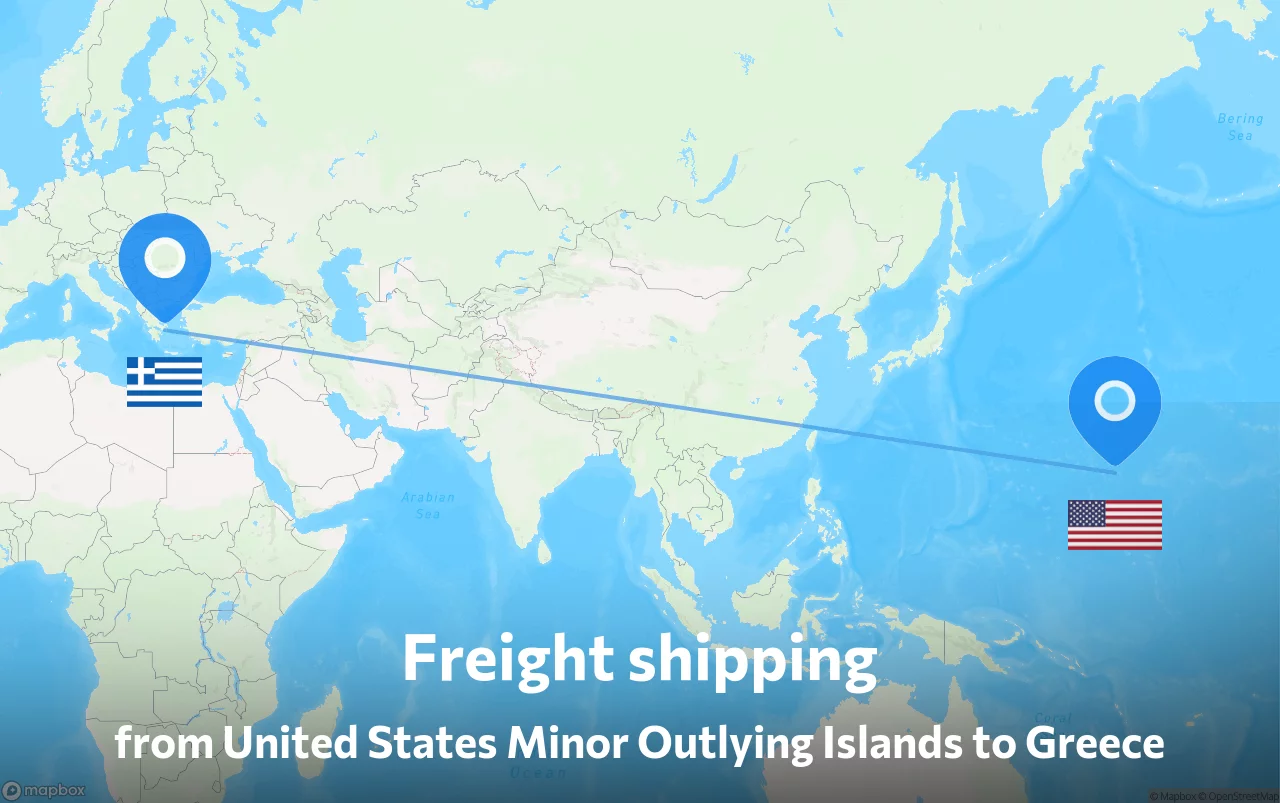 Shipping route from United States Minor Outlying Islands to Greece
