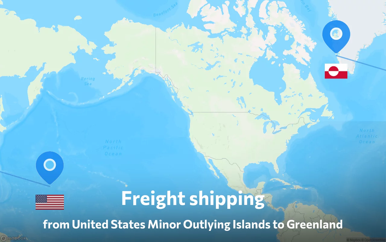 Shipping route from United States Minor Outlying Islands to Greenland