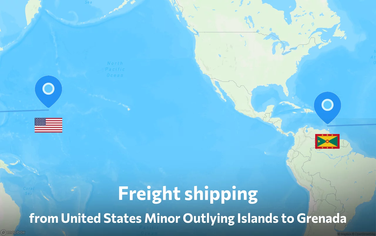 Shipping route from United States Minor Outlying Islands to Grenada