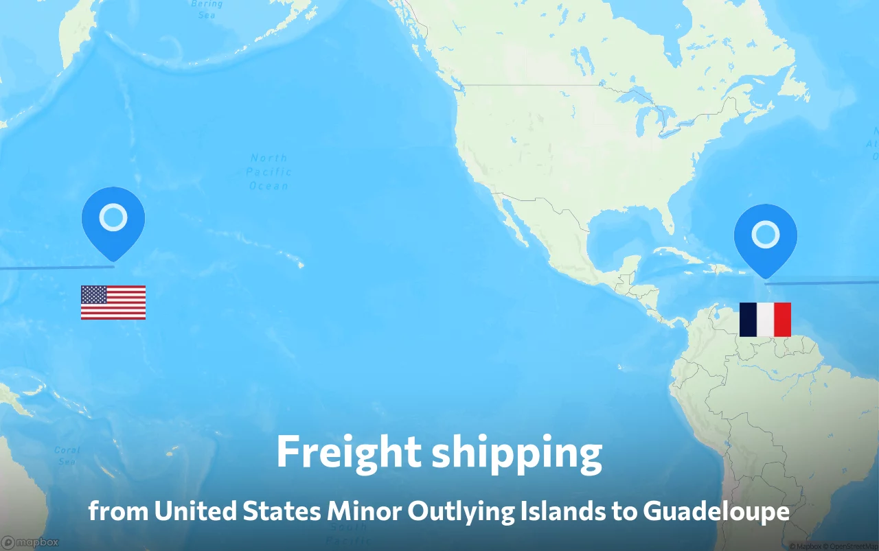 Shipping route from United States Minor Outlying Islands to Guadeloupe