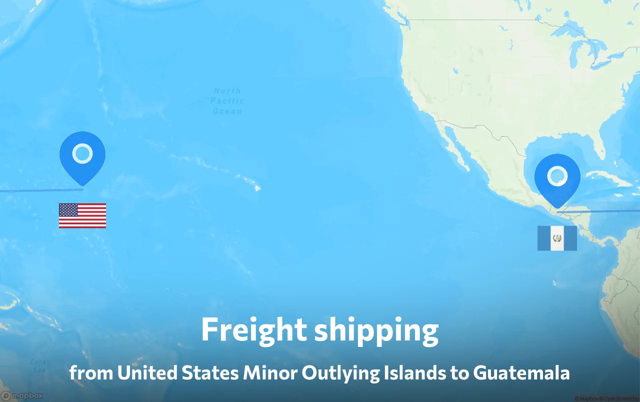 Shipping route from United States Minor Outlying Islands to Guatemala
