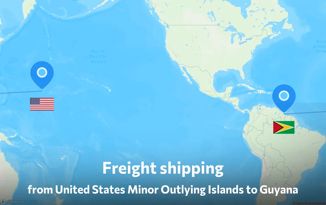 Shipping route from United States Minor Outlying Islands to Guyana
