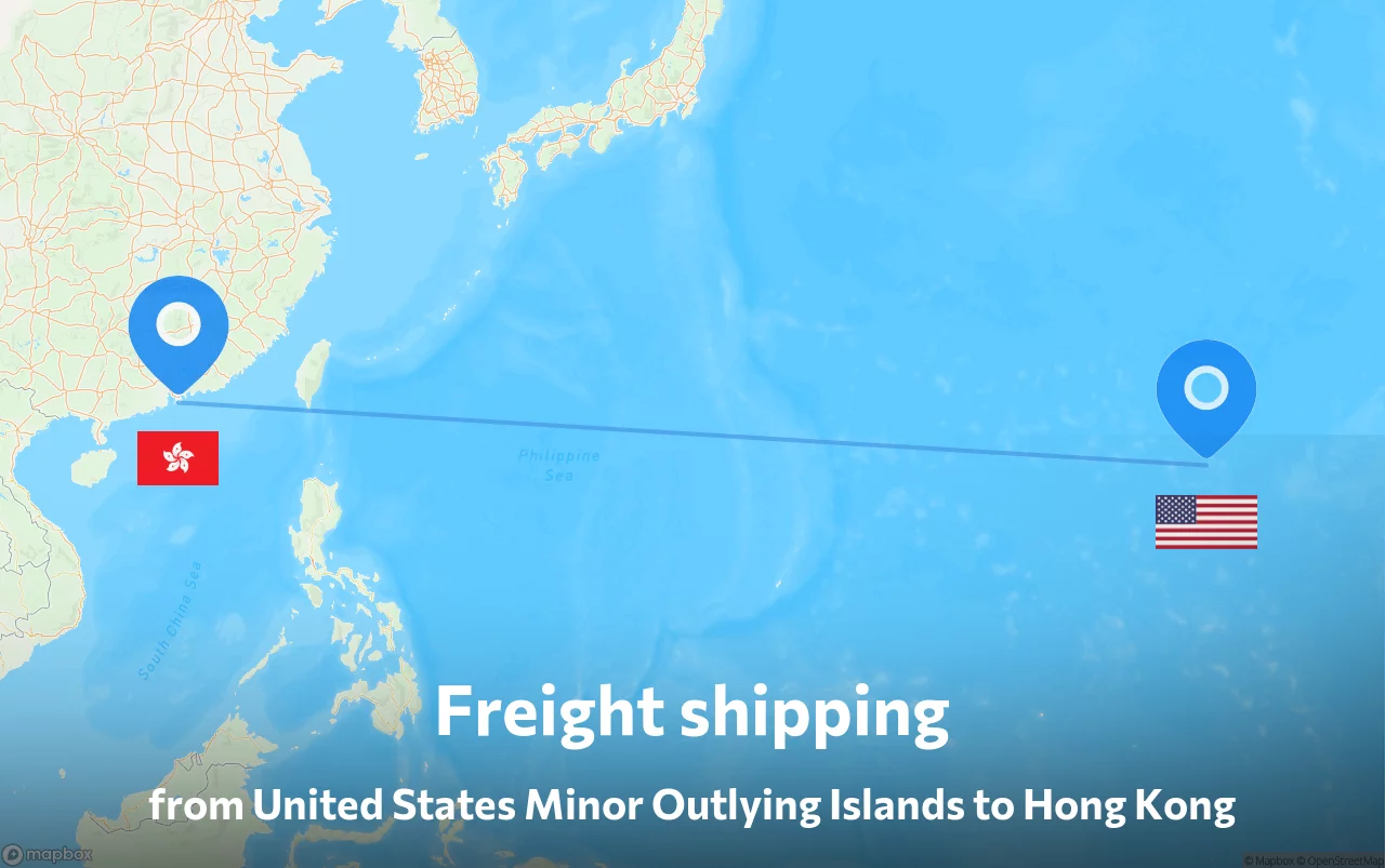 Shipping route from United States Minor Outlying Islands to Hong Kong