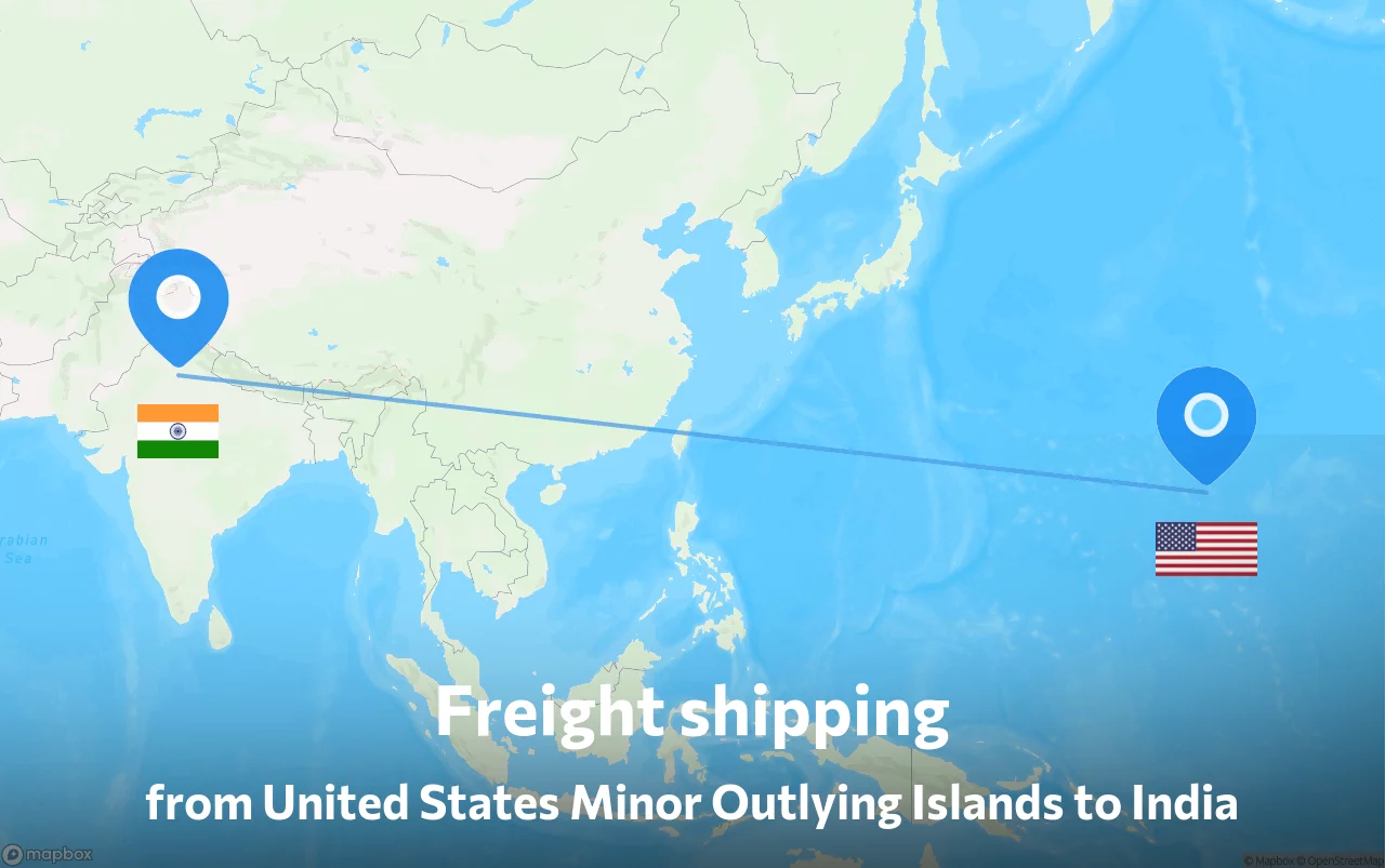Shipping route from United States Minor Outlying Islands to India