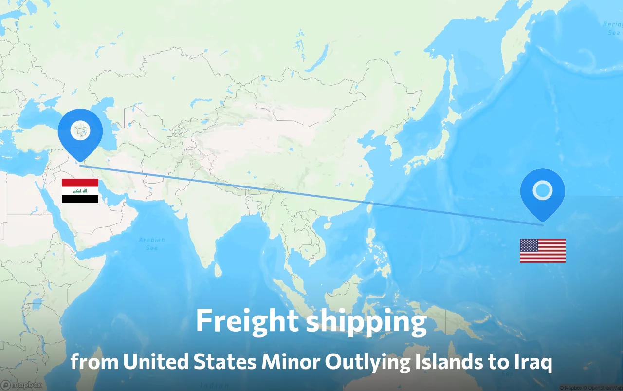 Shipping route from United States Minor Outlying Islands to Iraq