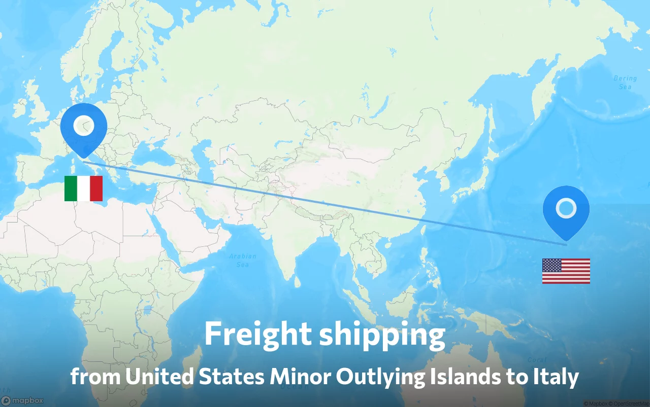 Shipping route from United States Minor Outlying Islands to Italy