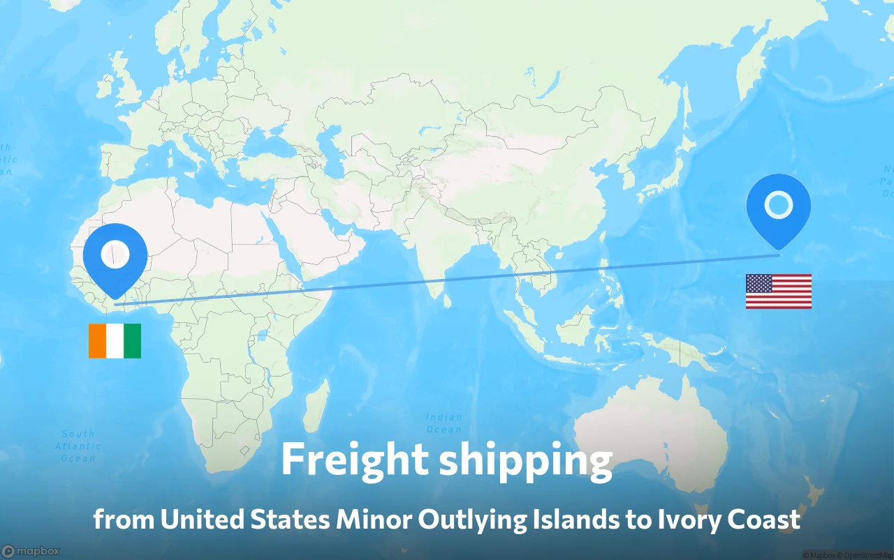 Shipping route from United States Minor Outlying Islands to Ivory Coast