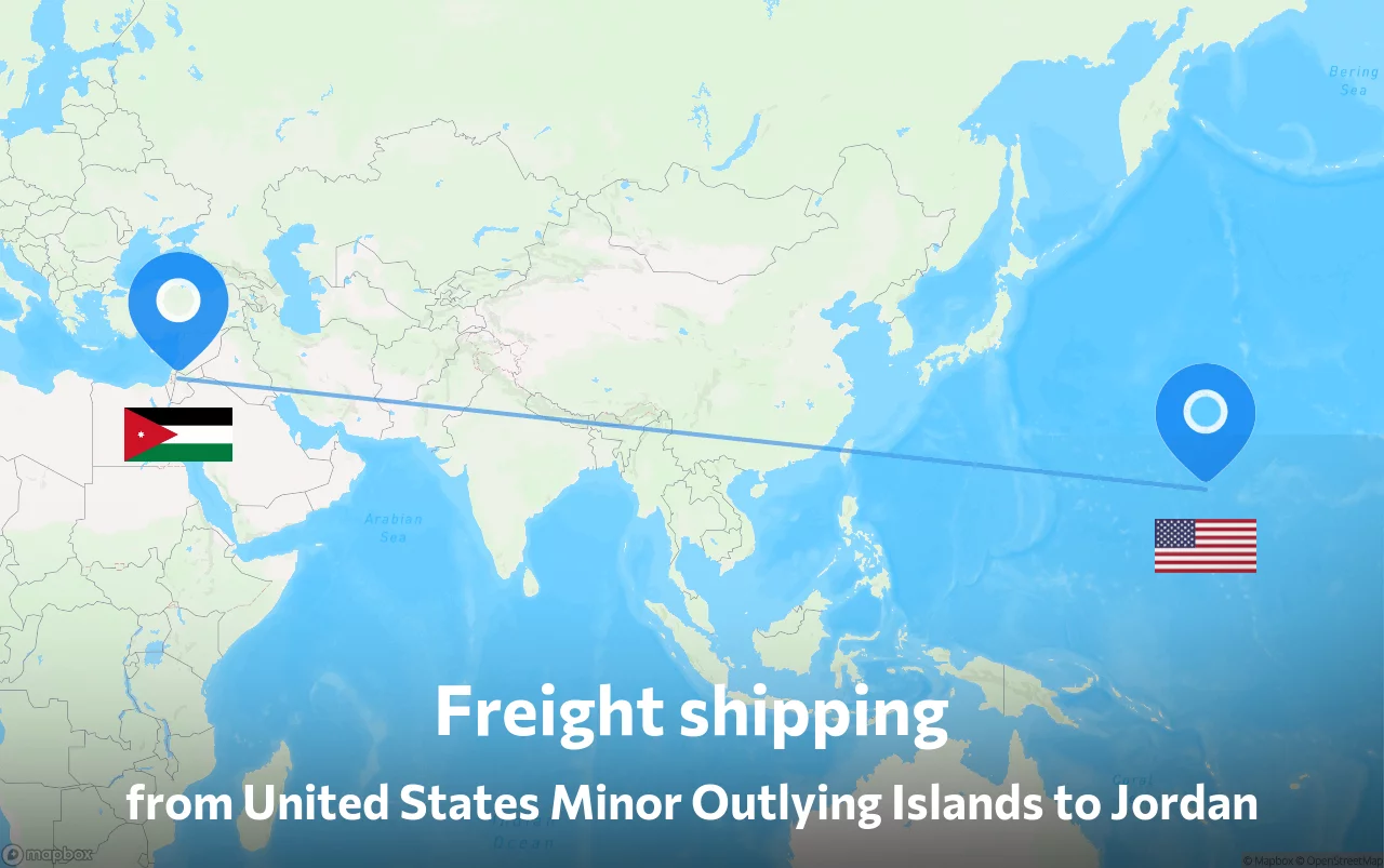 Shipping route from United States Minor Outlying Islands to Jordan