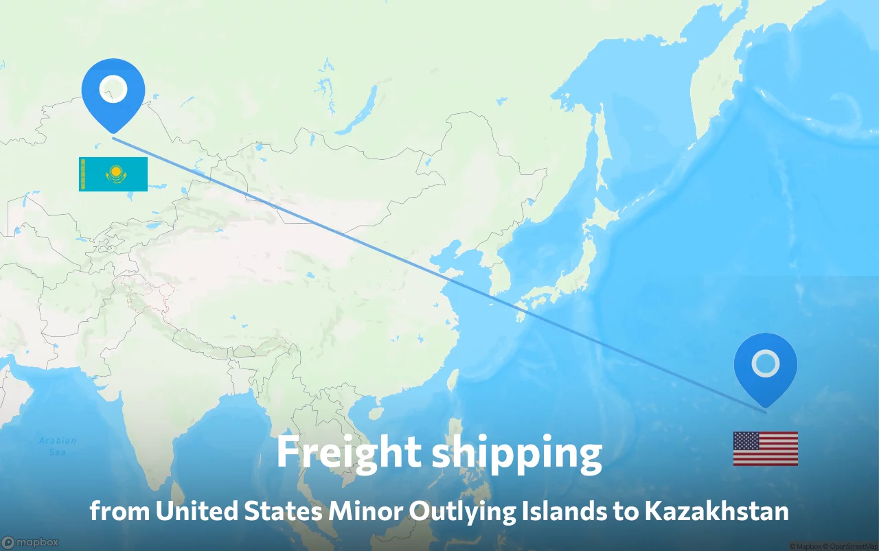 Shipping route from United States Minor Outlying Islands to Kazakhstan