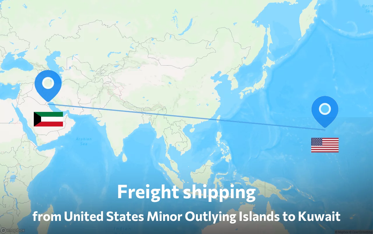 Shipping route from United States Minor Outlying Islands to Kuwait