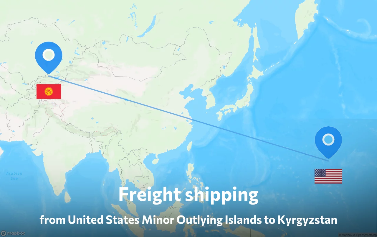 Shipping route from United States Minor Outlying Islands to Kyrgyzstan