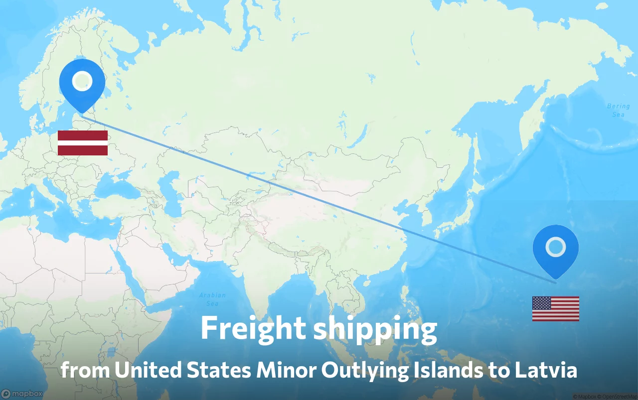 Shipping route from United States Minor Outlying Islands to Latvia