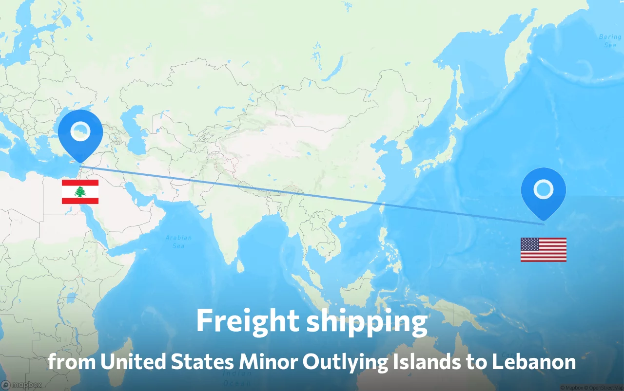 Shipping route from United States Minor Outlying Islands to Lebanon