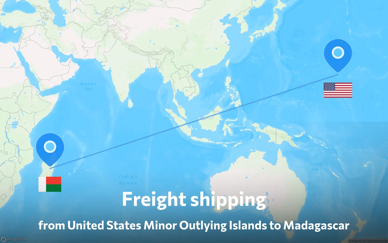 Shipping route from United States Minor Outlying Islands to Madagascar