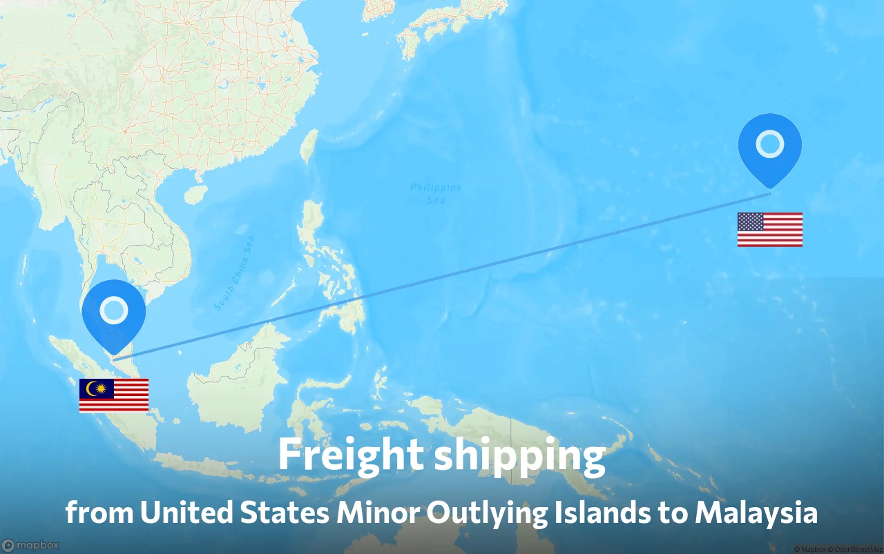 Shipping route from United States Minor Outlying Islands to Malaysia