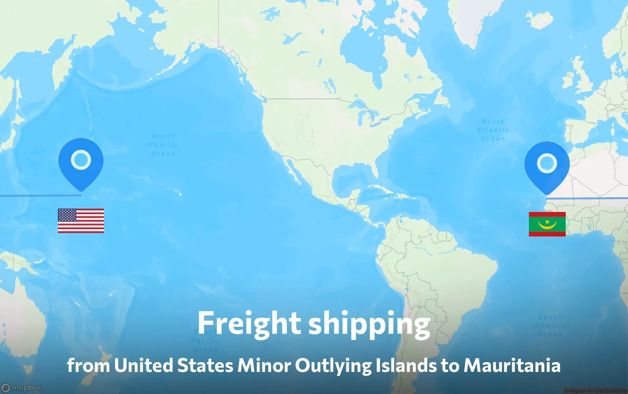 Shipping route from United States Minor Outlying Islands to Mauritania
