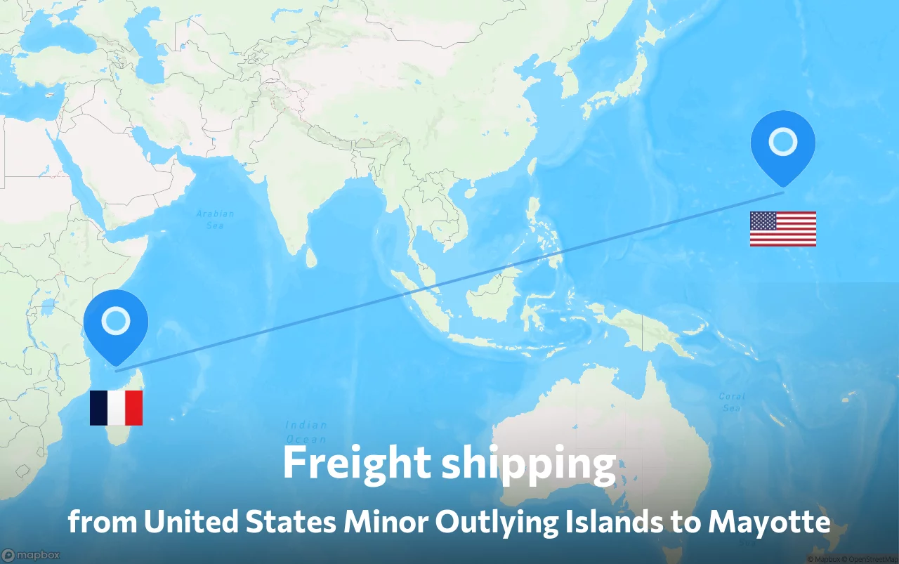 Shipping route from United States Minor Outlying Islands to Mayotte