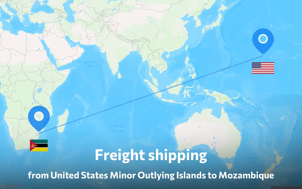 Shipping route from United States Minor Outlying Islands to Mozambique