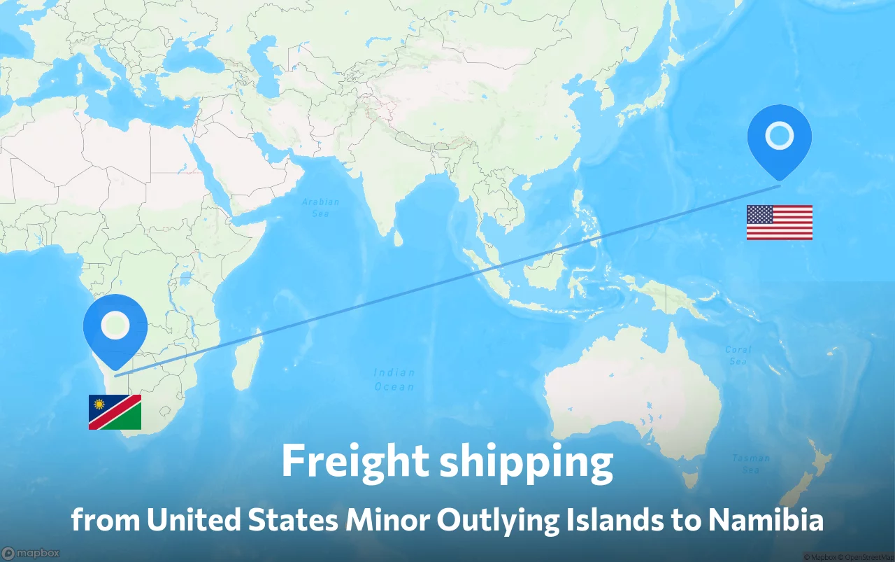 Shipping route from United States Minor Outlying Islands to Namibia