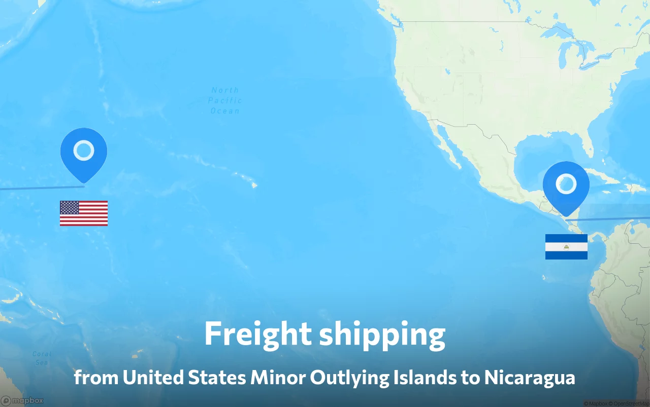 Shipping route from United States Minor Outlying Islands to Nicaragua