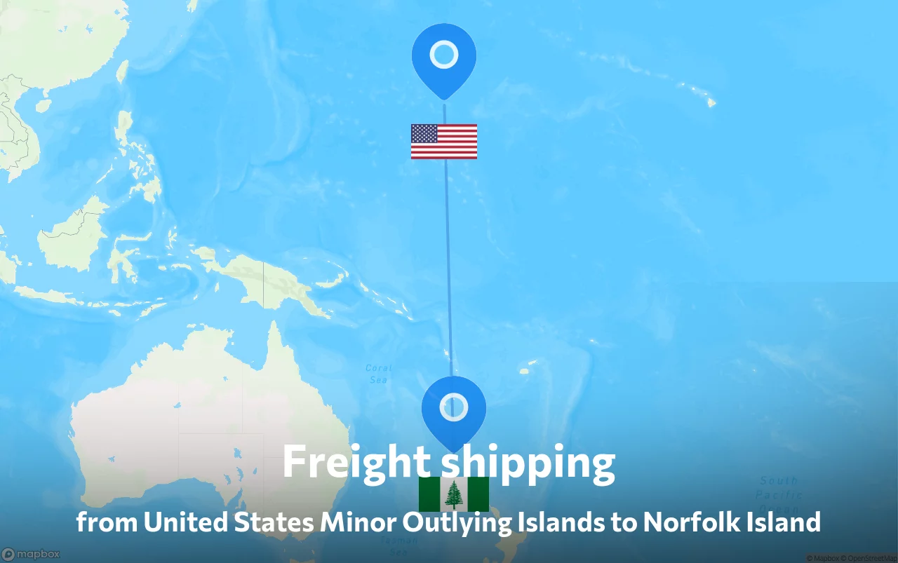 Shipping route from United States Minor Outlying Islands to Norfolk Island