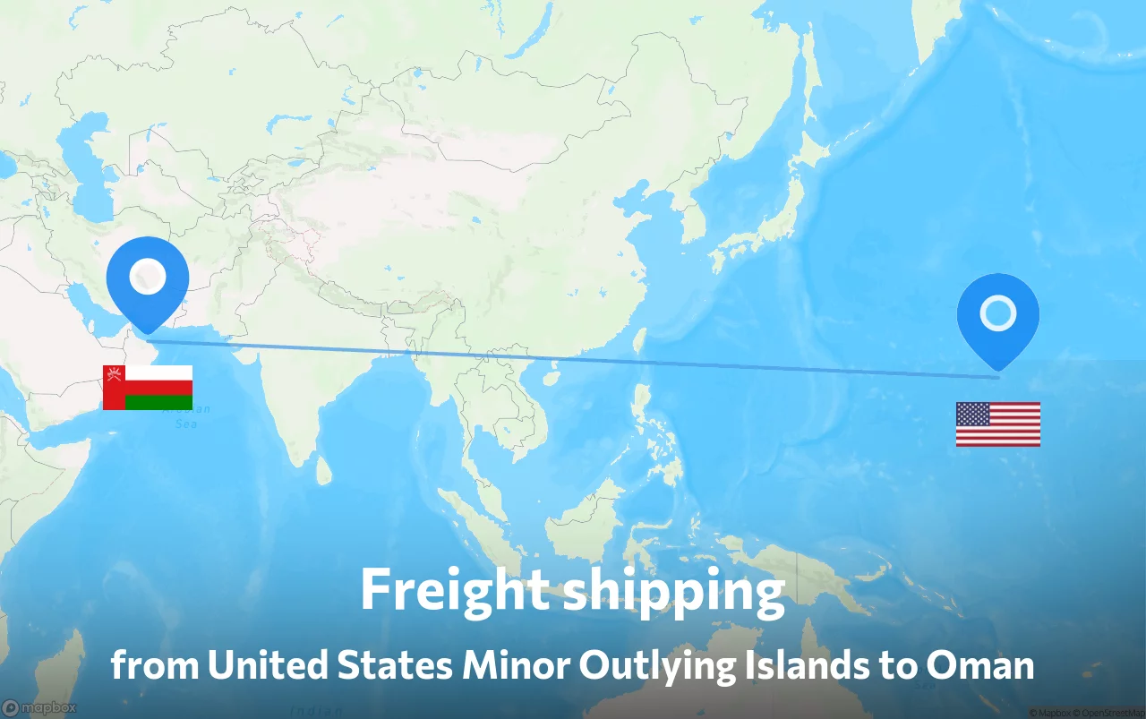 Shipping route from United States Minor Outlying Islands to Oman