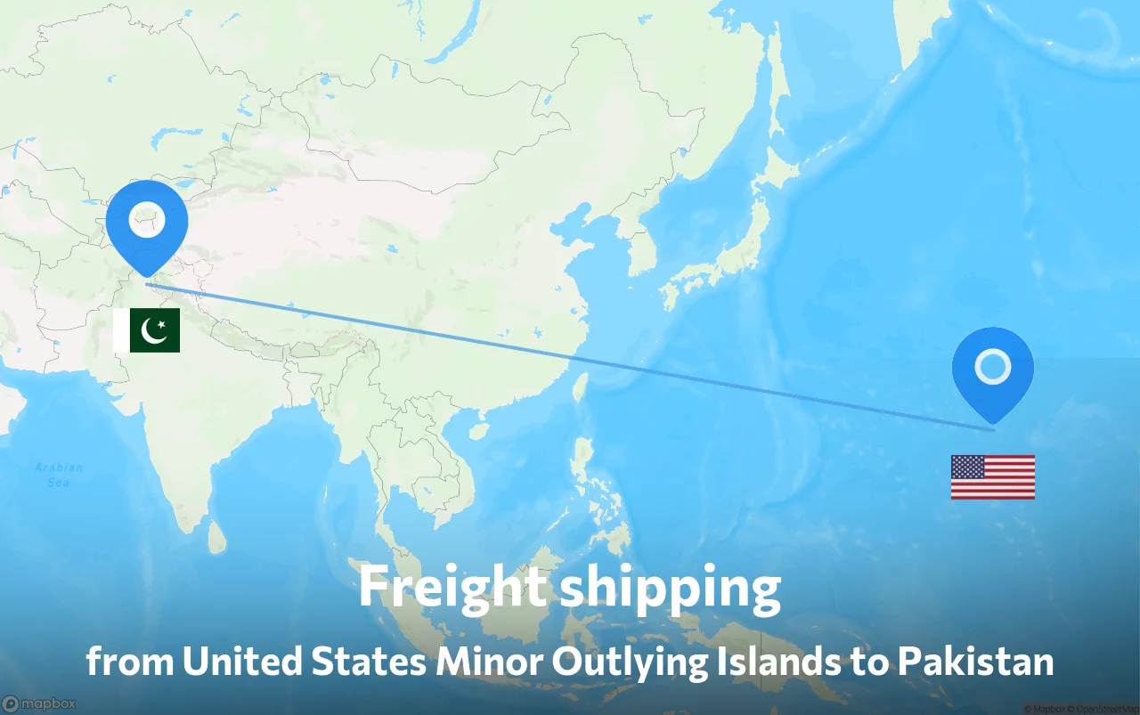 Shipping route from United States Minor Outlying Islands to Pakistan