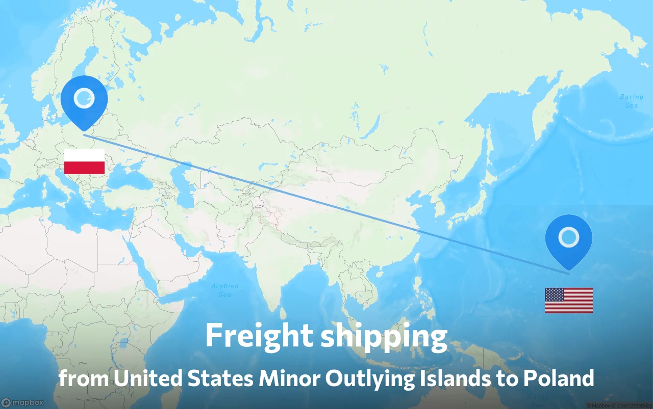 Shipping route from United States Minor Outlying Islands to Poland