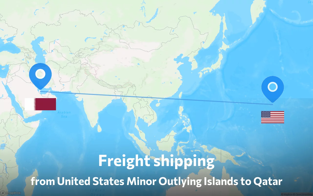 Shipping route from United States Minor Outlying Islands to Qatar