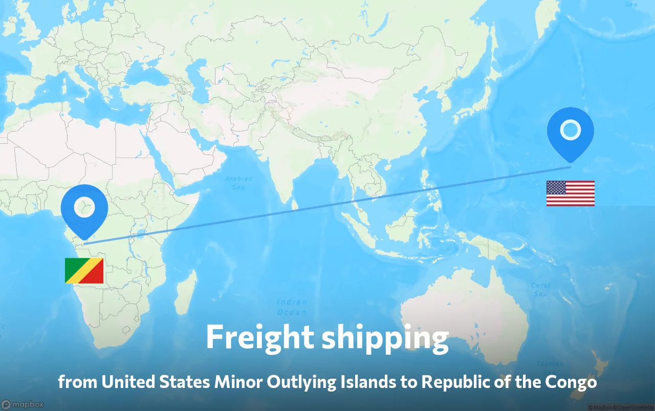 Shipping route from United States Minor Outlying Islands to Republic of the Congo