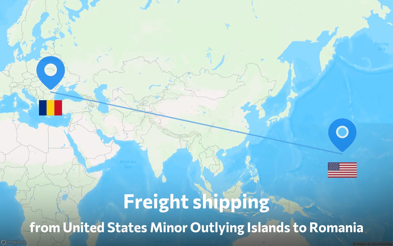 Shipping route from United States Minor Outlying Islands to Romania
