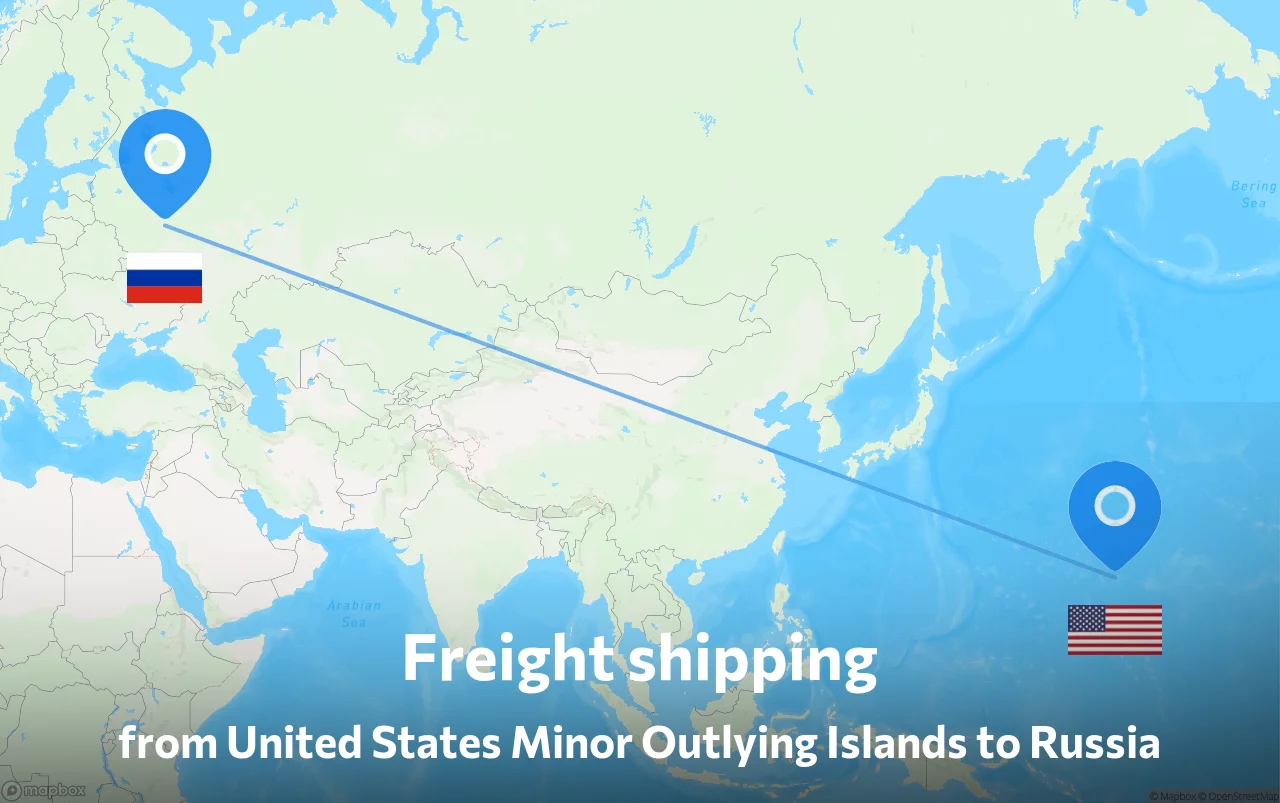 Shipping route from United States Minor Outlying Islands to Russia